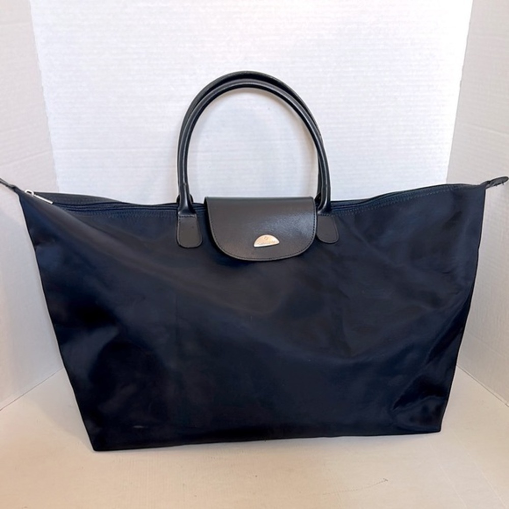 Samsonite navy nylon/ Leather weekender foldable duffle bag